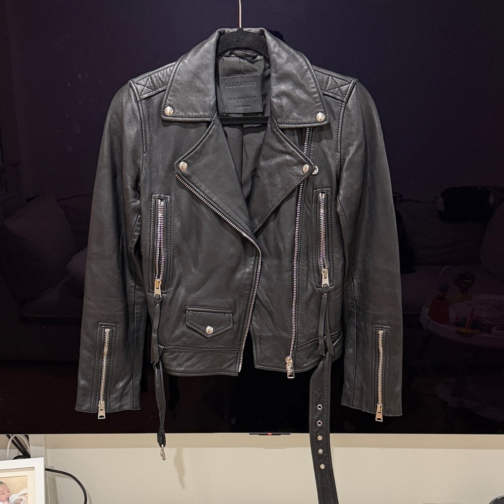 All Saints Black Leather Moto Jacket